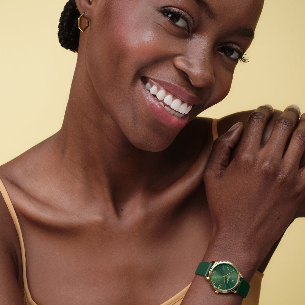 Olivia Burton Gold Westbourne Green Leather Watch image 1