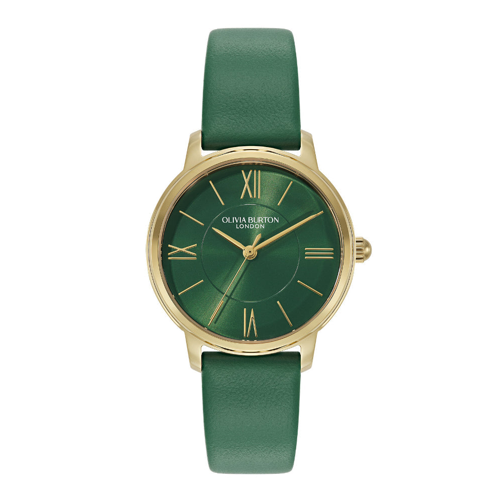 Olivia Burton Gold Westbourne Green Leather Watch image