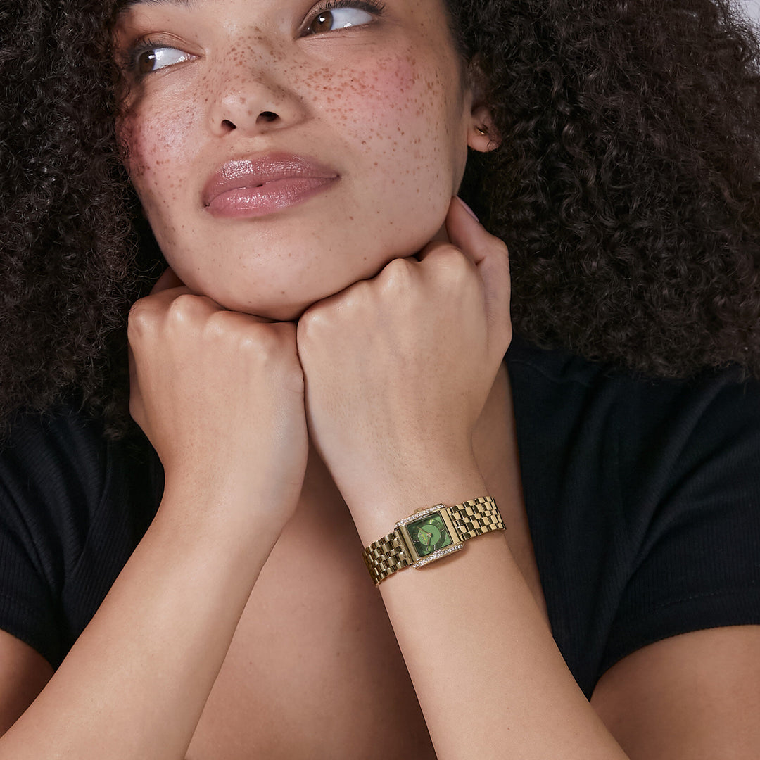 Olivia Burton 21mm Berkley Green and Gold Bracelet Watch
