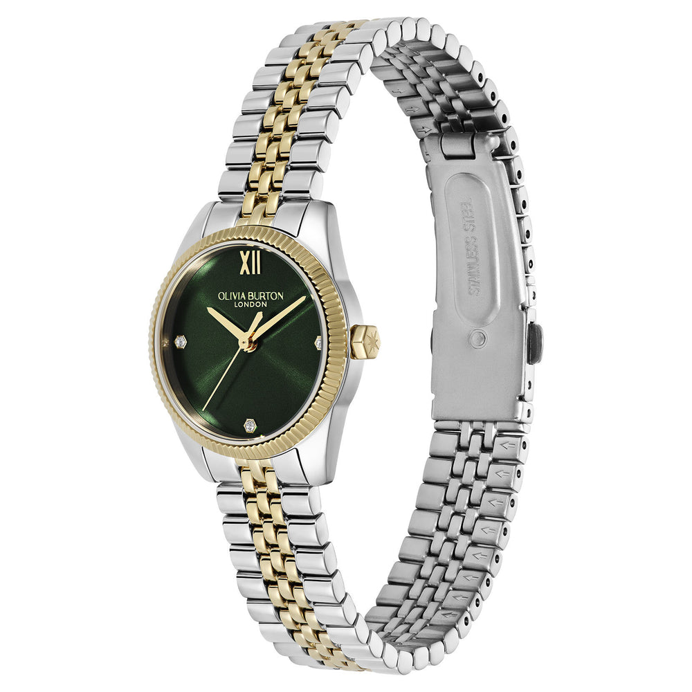 Olivia Burton Highbury Forest Green Two Tone Bracelet Watch
