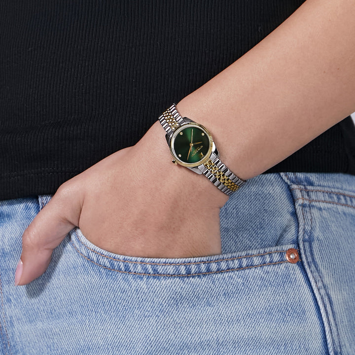 Olivia Burton Highbury Forest Green Two Tone Bracelet Watch