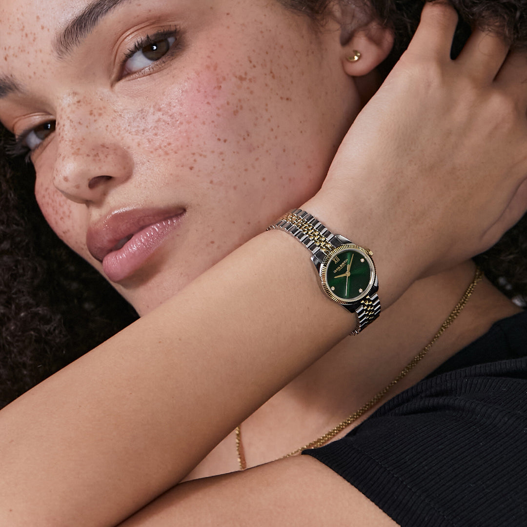 Olivia Burton Highbury Forest Green Two Tone Bracelet Watch