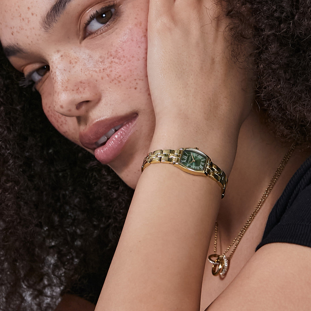 Olivia Burton 18mm Cambridge Forest Green Gold Bracelet Watch