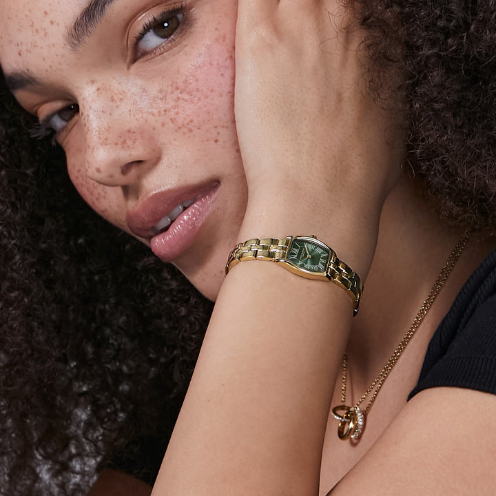 Olivia Burton 18mm Cambridge Forest Green Gold Bracelet Watch