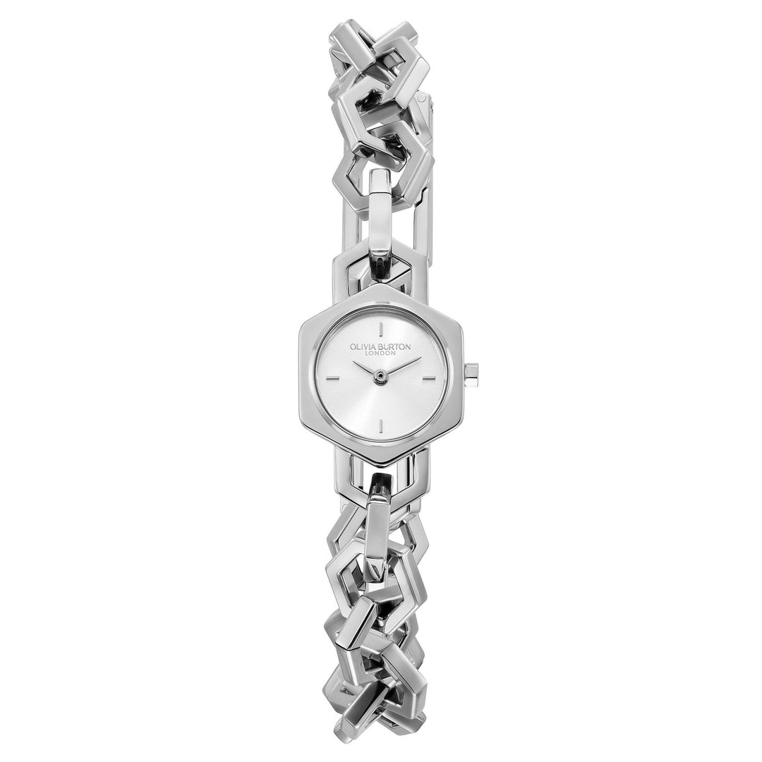 Olivia Burton 18mm Hex Link Mini Silver Bracelet Watch