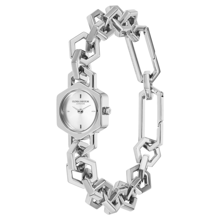Olivia Burton 18mm Hex Link Mini Silver Bracelet Watch