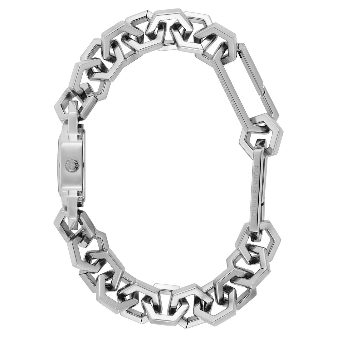 Olivia Burton 18mm Hex Link Mini Silver Bracelet Watch