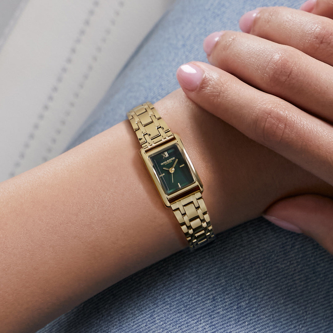 Olivia Burton 16mm Mini Grove Forest Green Gold Bracelet Watch