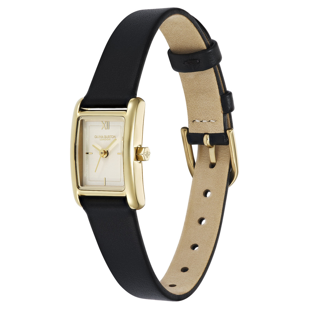 Olivia Burton 16mm Mini Grove Ivory and Gold Leather Strap Watch