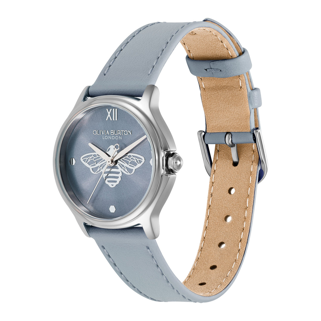Olivia Burton Blue Classic Bee Leather Watch