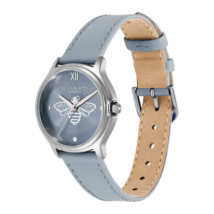 Olivia Burton Blue Classic Bee Leather Watch