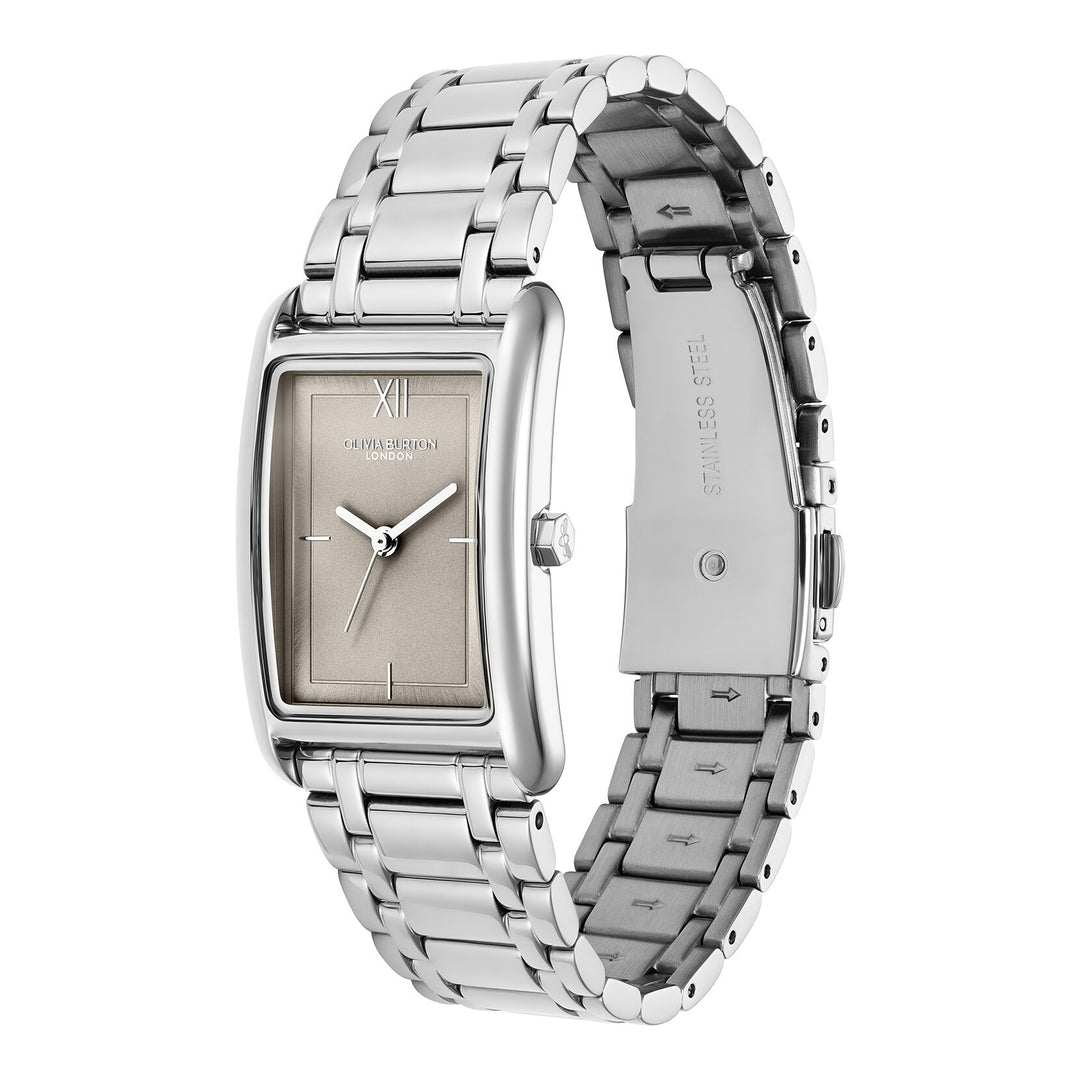 Olivia Burton Silver 23mm Grove Dove Grey Watch &amp; Celestial Bracelet Gift Set