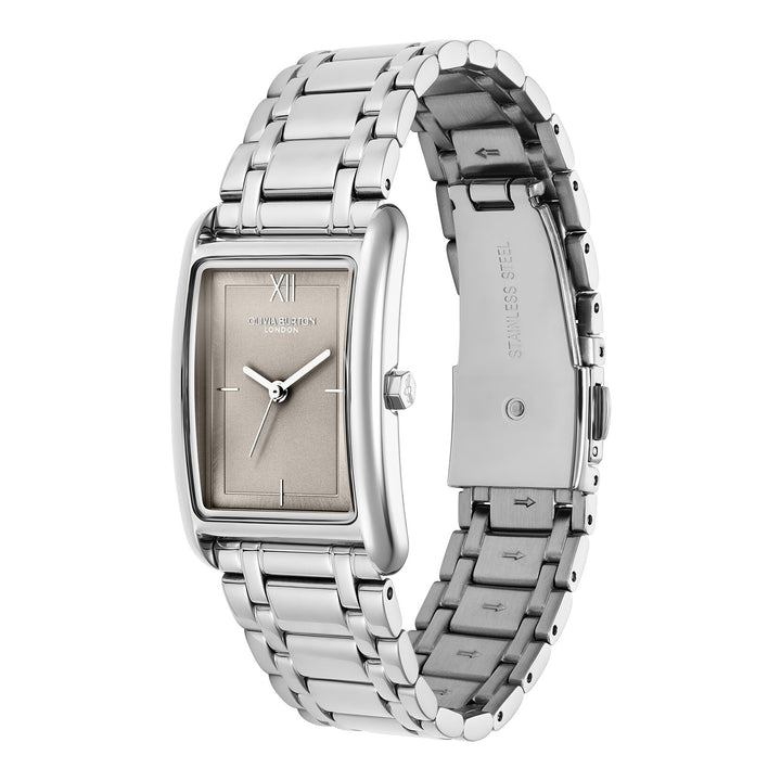Olivia Burton Silver 23mm Grove Dove Grey Watch &amp; Celestial Bracelet Gift Set