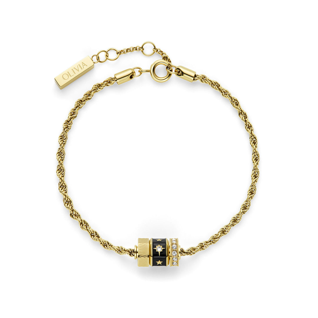 Olivia Burton Signature Black & Gold Plated Bead Charm Bracelet North Star
