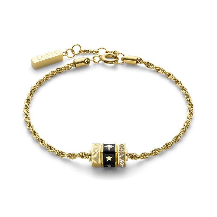 Olivia Burton Signature Black & Gold Plated Bead Charm Bracelet North Star