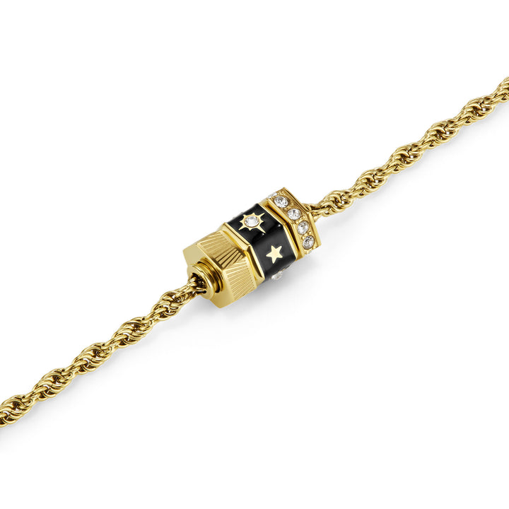 Olivia Burton Signature Black & Gold Plated Bead Charm Bracelet North Star