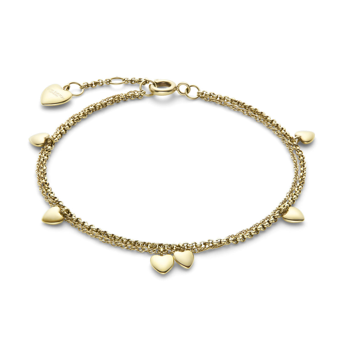 Elegant Mini Heart Gold Plated Double Chain Bracelet - Delicate, Layered, Adjustable