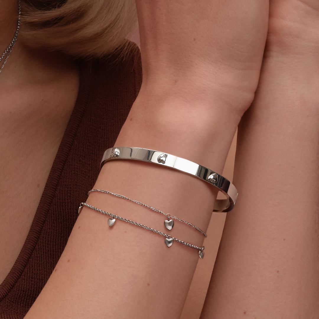 Olivia Burton Silver Mini Hearts Bangle
