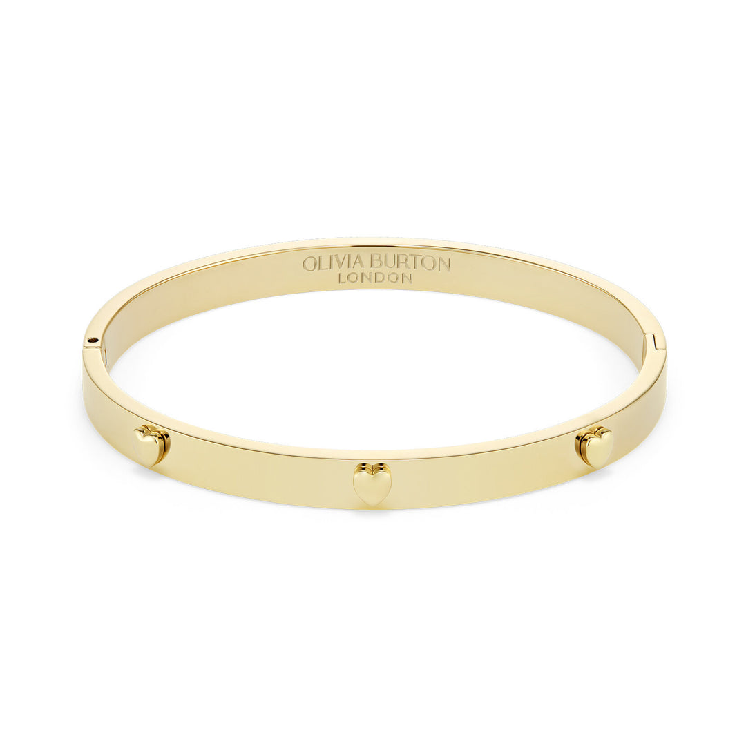 Elegant Gold Plated Mini Heart Bangle for Women, Classic Stackable Jewellery