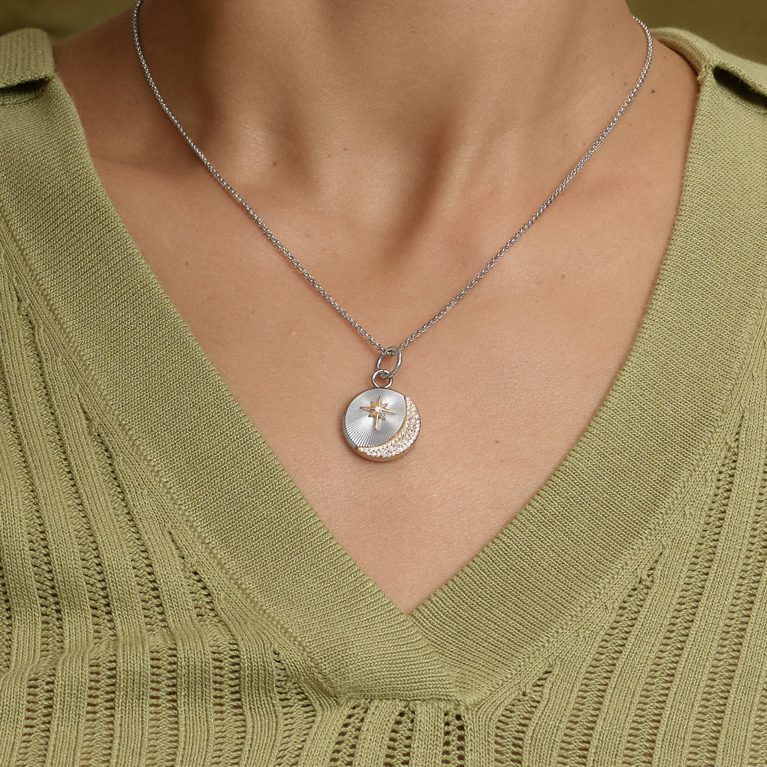 Olivia Burton Silver Celestial Star and Moon Pendant Necklace