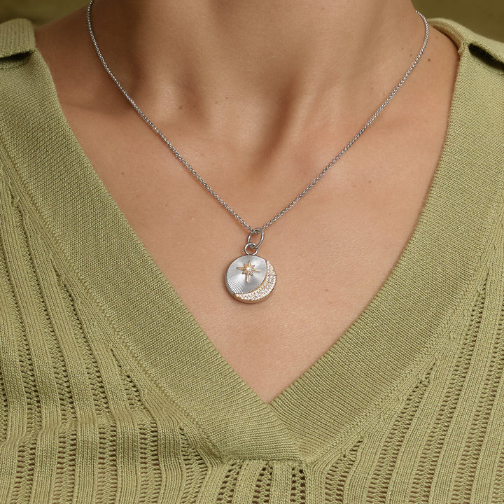 Olivia Burton Silver Celestial Star and Moon Pendant Necklace