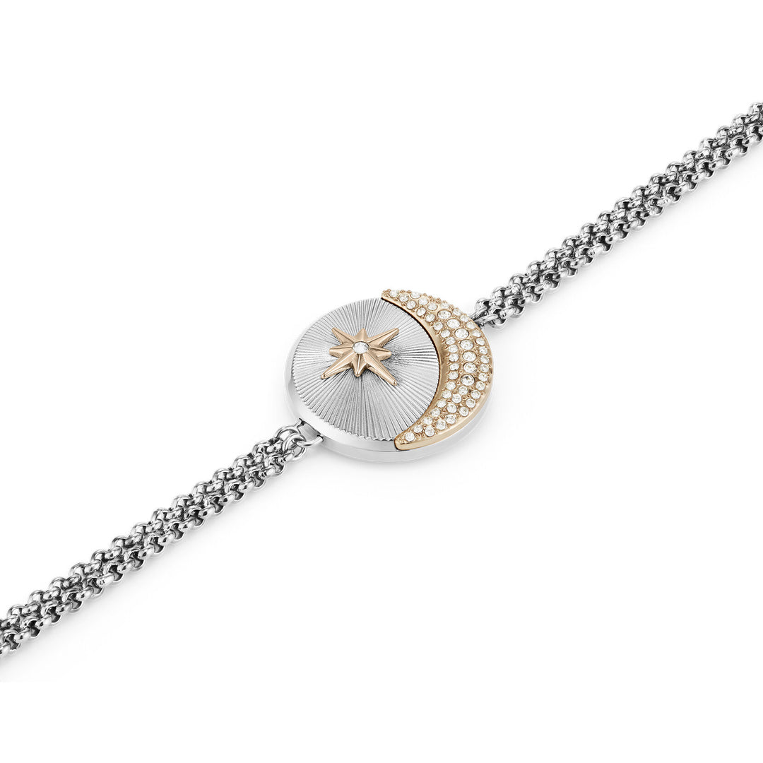 Olivia Burton Silver Celestial Star and Moon Double Chain Bracelet