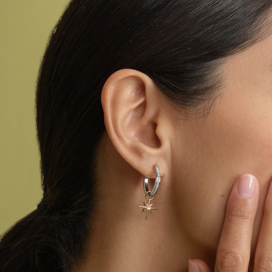 Olivia Burton Silver Celestial Star and Moon Huggie Earrings