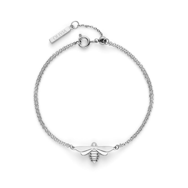 Olivia Burton Silver Honey Bee Double Chain Bracelet