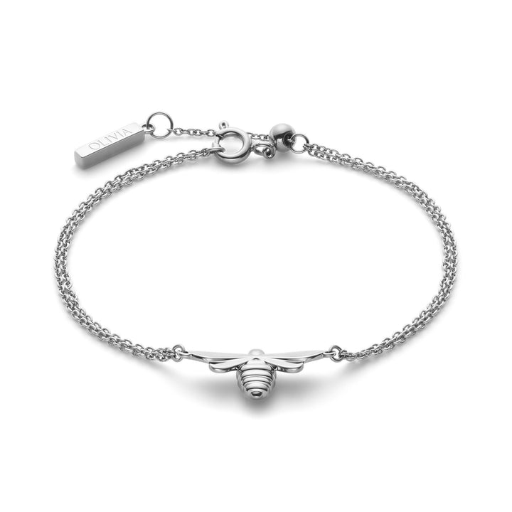 Olivia Burton Silver Honey Bee Double Chain Bracelet