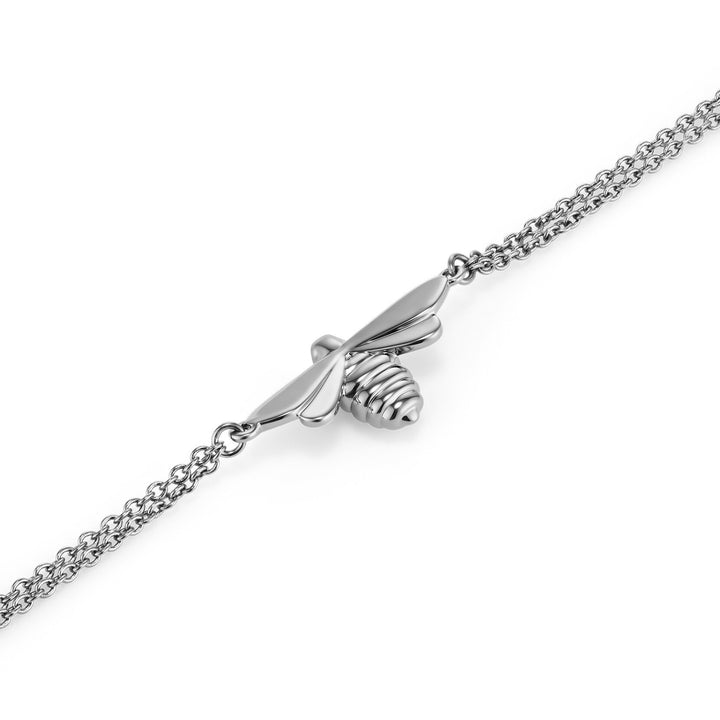 Olivia Burton Silver Honey Bee Double Chain Bracelet