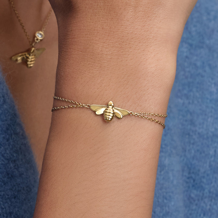 Olivia Burton Gold Honey Bee Double Chain Bracelet