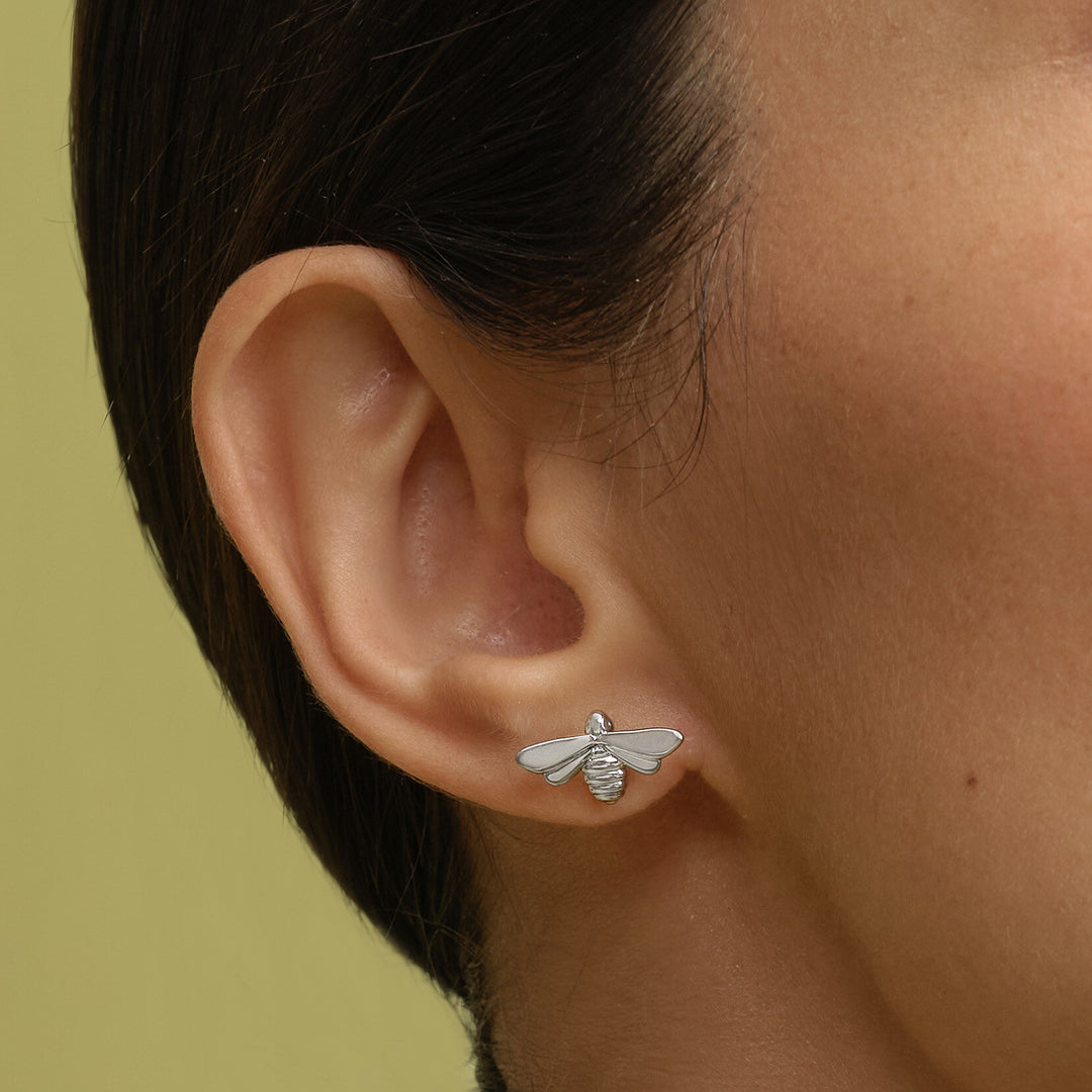 Olivia Burton Silver Honey Bee Stud Earrings