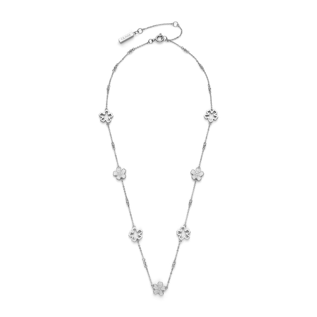 Olivia Burton Silver Forget Me Not Stainless Steel Necklace