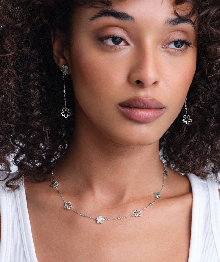 Olivia Burton Silver Forget Me Not Stainless Steel Necklace