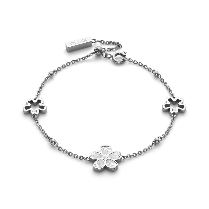 Olivia Burton Silver Forget Me Not Stainless Steel Bracelet