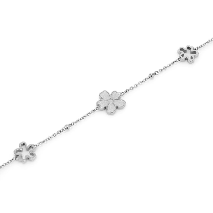 Olivia Burton Silver Forget Me Not Stainless Steel Bracelet