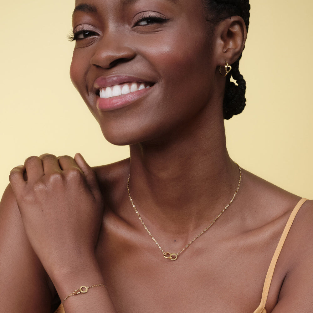 Olivia Burton Gold Kindred Interlink Stainless Steel Hoop Earrings image 1