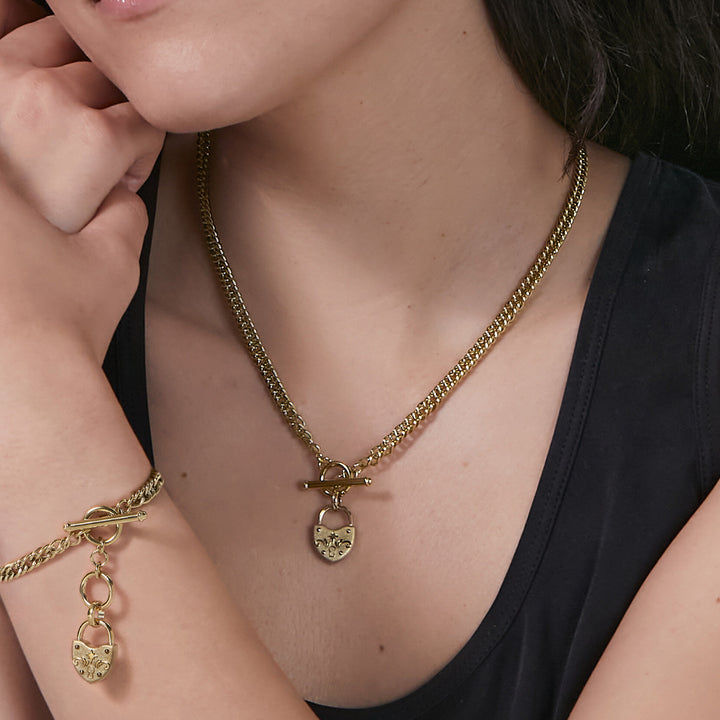 Olivia Burton Lock Heart Toggle Necklace