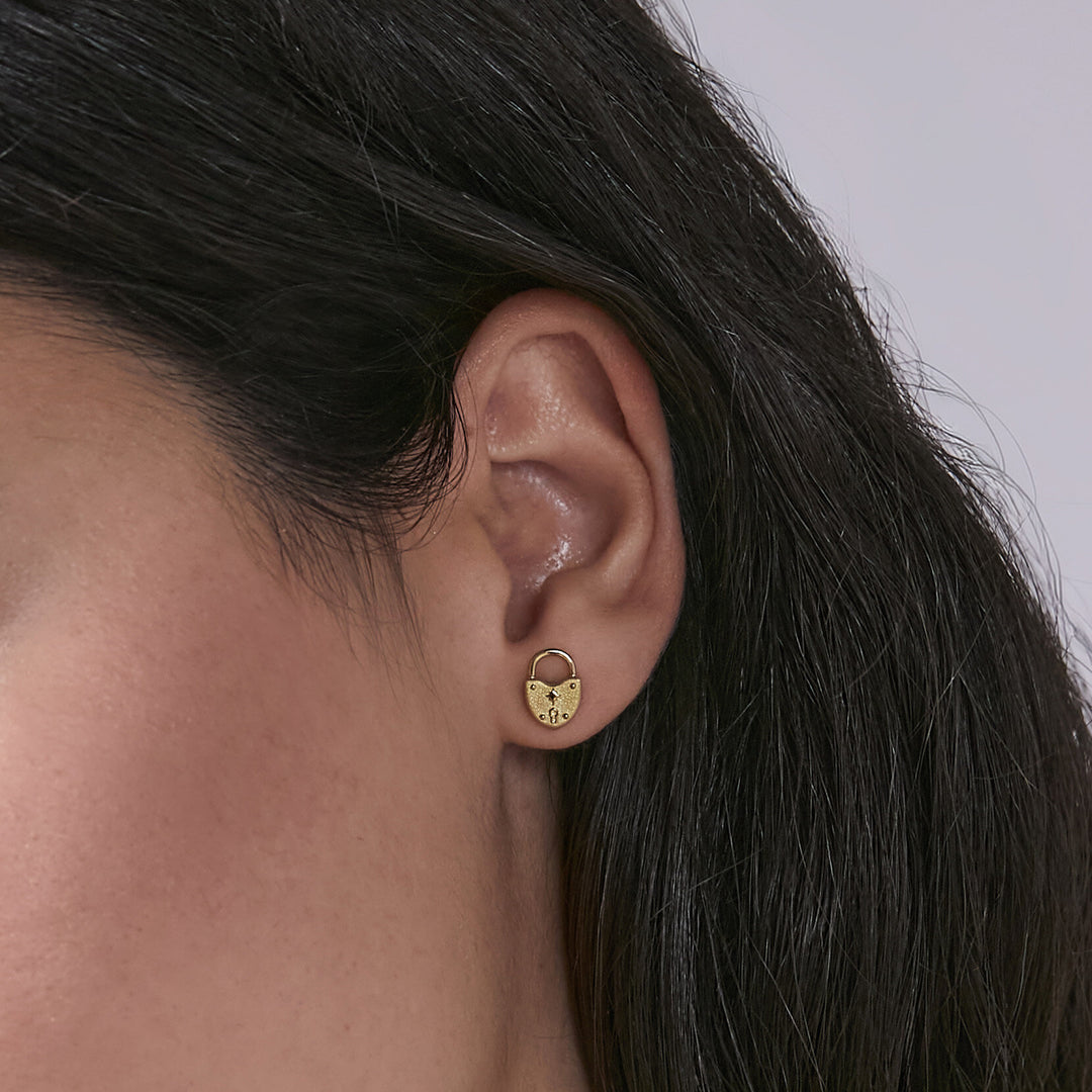 Olivia Burton Lock Heart Stud Earrings