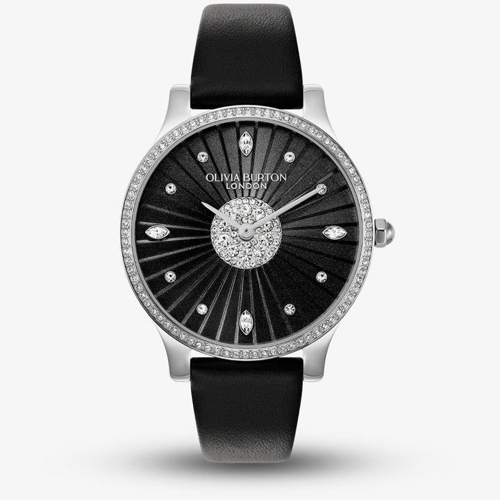 Olivia Burton Beaulieu Black Dial Crystal Set Ladies Watch with Radiant Pavé Stones