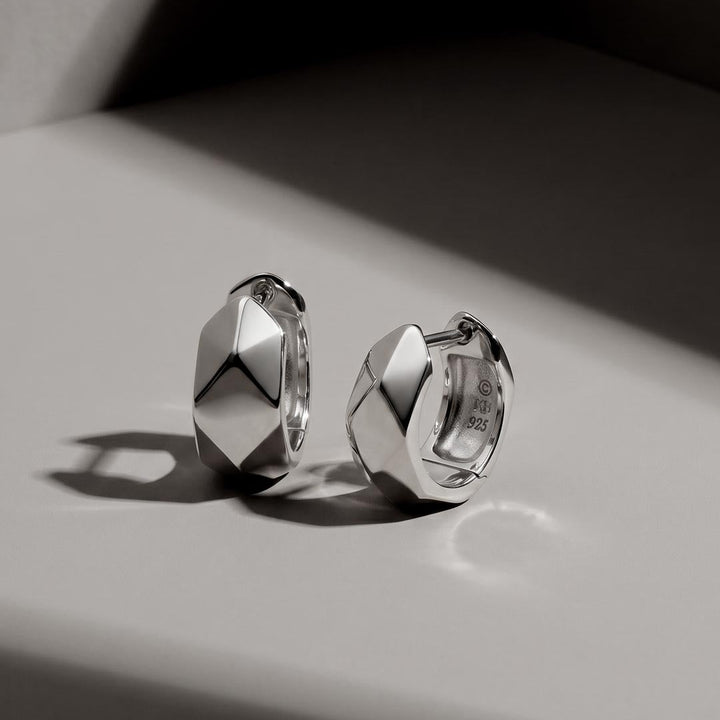 Kit Heath Glint Geo Wide Hoop Earrings Sterling Silver