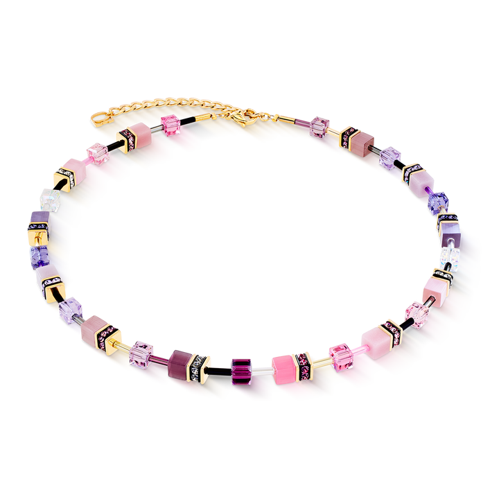 COEUR DE LION GeoCUBE® Iconic Necklace Pink-Lilac Swarovski Crystals