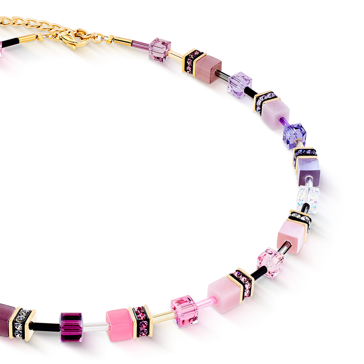 COEUR DE LION GeoCUBE® Iconic Necklace Pink-Lilac Swarovski Crystals
