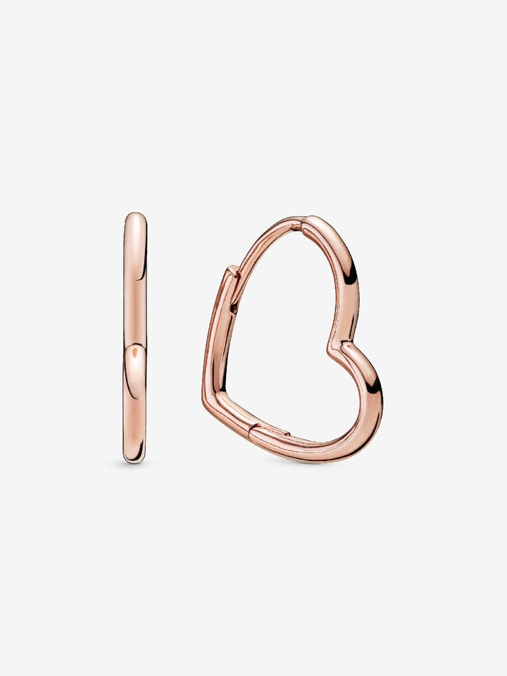 Pandora Rose Gold Plated Asymmetrical Heart Hoop Earrings