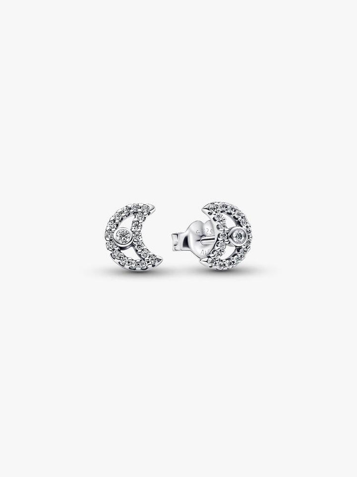 Pandora Silver Sparkling Moon Stud Earrings