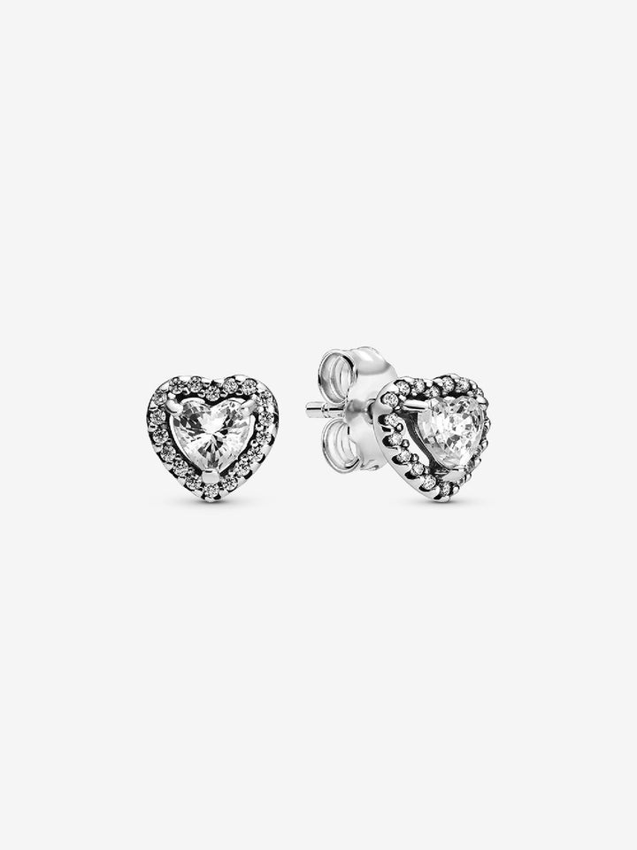 Pandora Silver Elevated Heart Stud Earrings