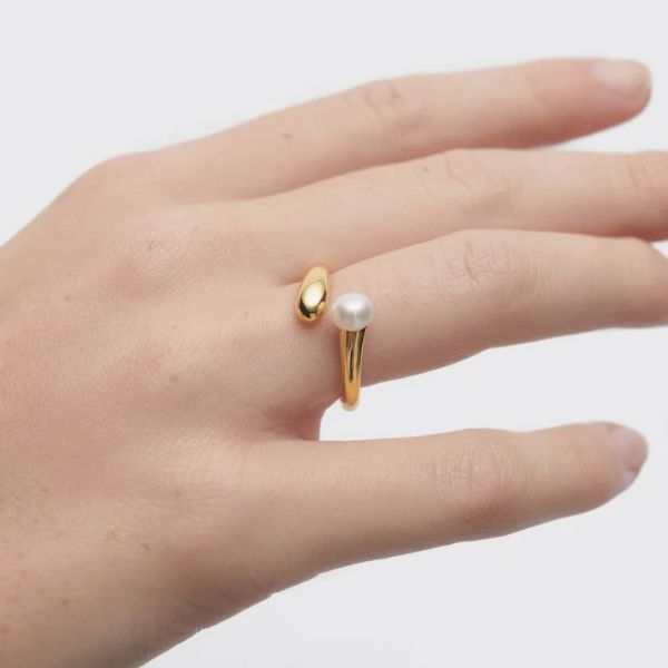 PDPAOLA Gold La Perla Pearl Ring