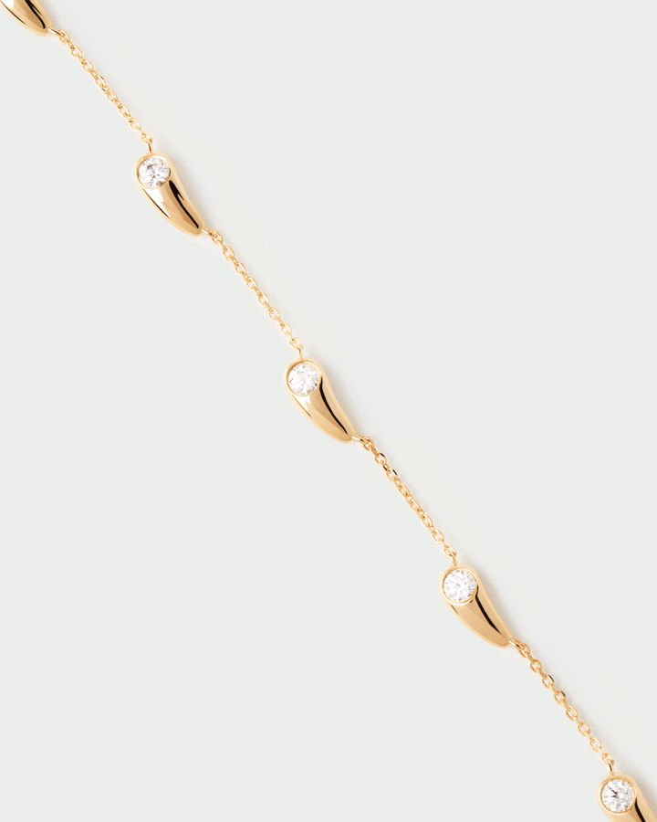 Elegant Becca Bracelet: White Zirconia, Adjustable Gold-Plated Sterling Silver Chain