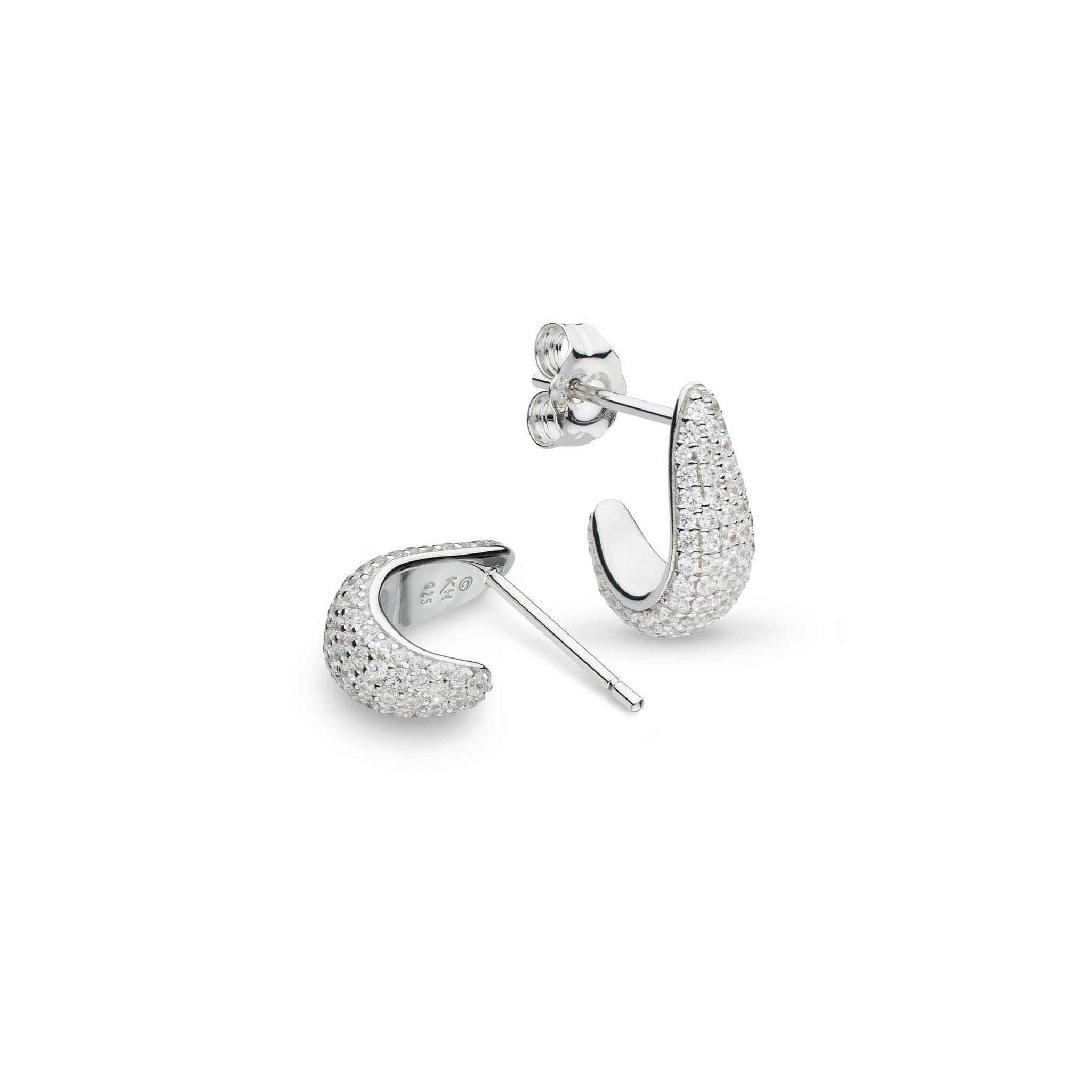 Kit Heath Silver Coast Tumble Glisten Pave Hoop Earrings Mococo
