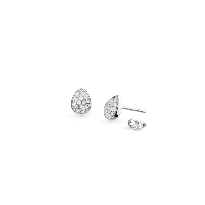 Kit Heath Silver Large Pave Coast Pebble Stud Earrings